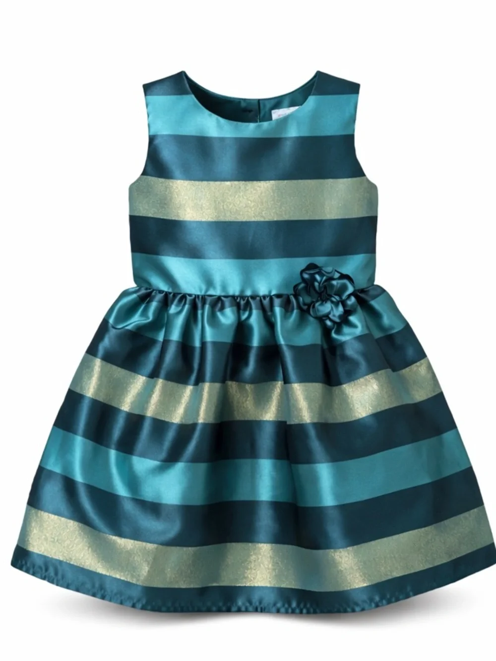 Fit Flare Dress - Teal Metallic Stripe The Children’s Place - 5